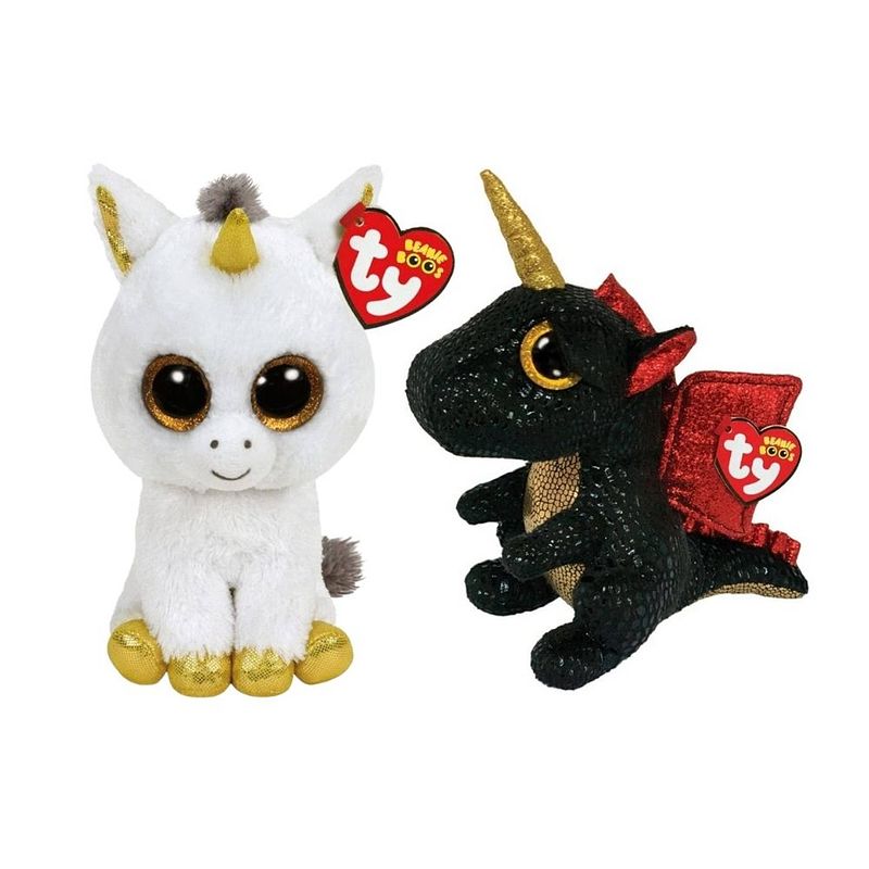 Foto van Ty - knuffel - beanie boo's - pegasus unicorn & grindal dragon