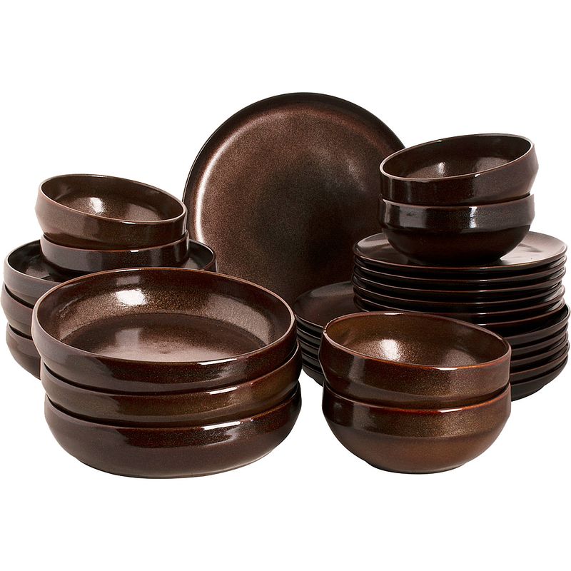 Foto van Palmer serviesset bama copper stoneware 6-persoons 24-delig koper