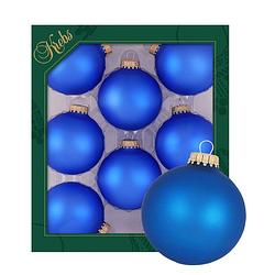 Foto van Krebs kerstballen - 16x stuks - velvet blauw - glas - 7 cm - mat - kerstbal