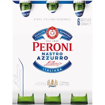 Foto van Peroni nastro azzurro fles 6 x 330ml aanbieding bij jumbo | 2e halve prijs