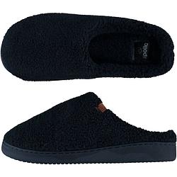 Foto van Heren instap slippers/pantoffels teddy wol navy maat 43-44 - sloffen - volwassenen