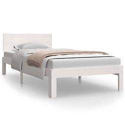 Foto van The living store bedframe - massief grenen - 205.5 x 93.5 x 69.5 cm - wit