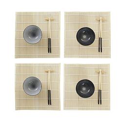 Foto van Sushi-set dkd home decor 14,5 x 14,5 x 31 cm zwart wit keramiek orientaals (16 onderdelen)