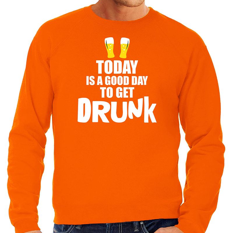 Foto van Oranje good day to get drunk sweate - koningsdag trui voor heren xl - feesttruien