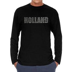 Foto van Glitter holland longsleeve shirt zwart rhinestone steentjes voor heren ek/wk xl - feestshirts