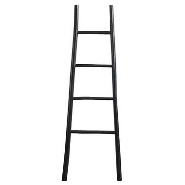 Foto van Decoratieve ladder roel - zwart - 160x55x5 cm - leen bakker