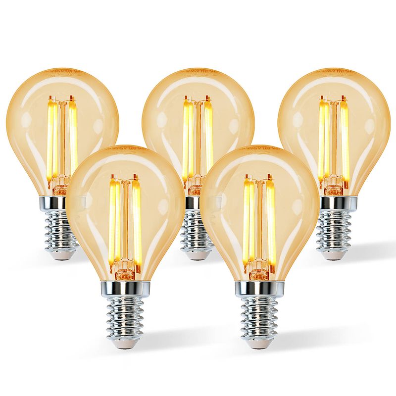 Foto van Aigostar led filament g45 4w - e14 fitting - 2200k - amber - set van 5 stuks