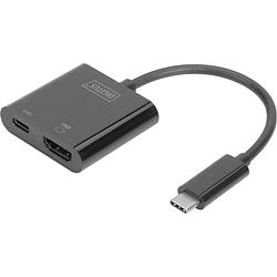 Foto van Digitus da-70856 usb / hdmi adapter [1x usb-c stekker - 1x hdmi-bus, usb-c bus] zwart 0.11 m