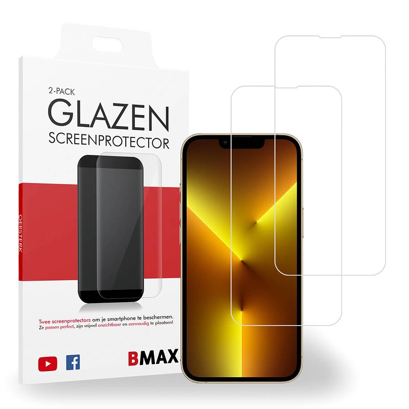 Foto van 2-pack bmax iphone 13 pro screenprotector - glass - 2.5d