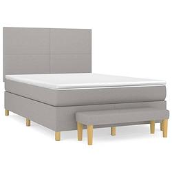 Foto van The living store boxspringbed - pocketvering - middelhard - 140 x 200 cm - lichtgrijs