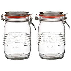 Foto van Urban living weckpot/inmaakpot - 2x - 1l - glas - met beugelsluiting - d14 x h17 cm - weckpotten