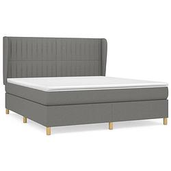 Foto van The living store boxspringbed - donkergrijs - 203 x 183 x 118/128 cm - pocketvering matras - middelharde ondersteuning