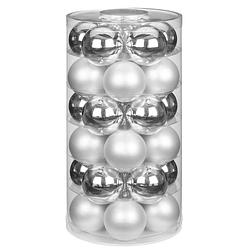 Foto van 30x stuks glazen kerstballen zilver 6 cm glans en mat - kerstbal