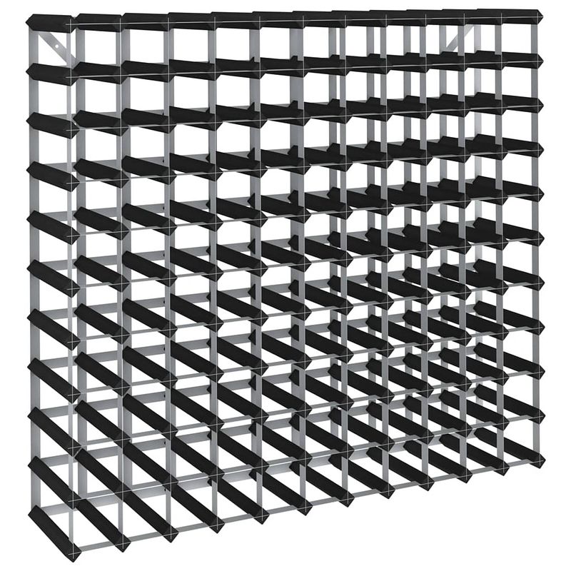 Foto van Vidaxl wijnrek voor 120 flessen massief grenenhout zwart