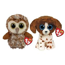 Foto van Ty - knuffel - beanie boo's - percy owl & muddles dog