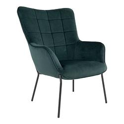 Foto van House nordic - fauteuil donkergroen velvet - stof/textiel - 79x70x98cm