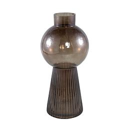 Foto van Ptmd ricca brown glass vase bulb and cone base round l