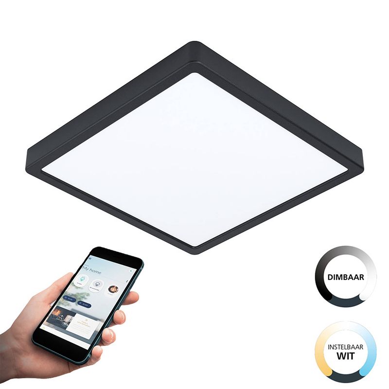 Foto van Eglo connect.z argolis-z smart opbouwlamp buiten - 28,5 cm - zwart/wit - instelbaar wit licht - dimbaar - zigbee