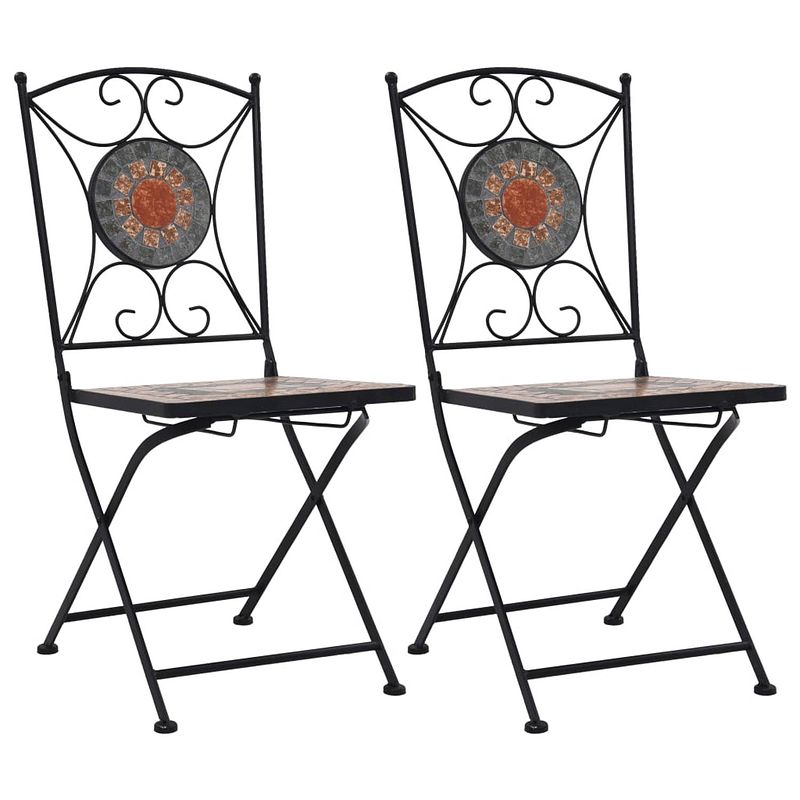 Foto van Vidaxl bistrostoelen mozaïek 2 st oranje en grijs