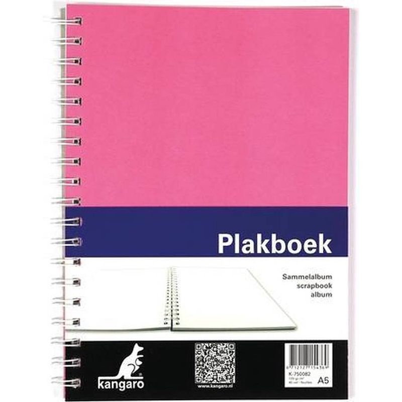 Foto van Plakboek kangaro a5+ 120grs 40 vel, voorkant roze