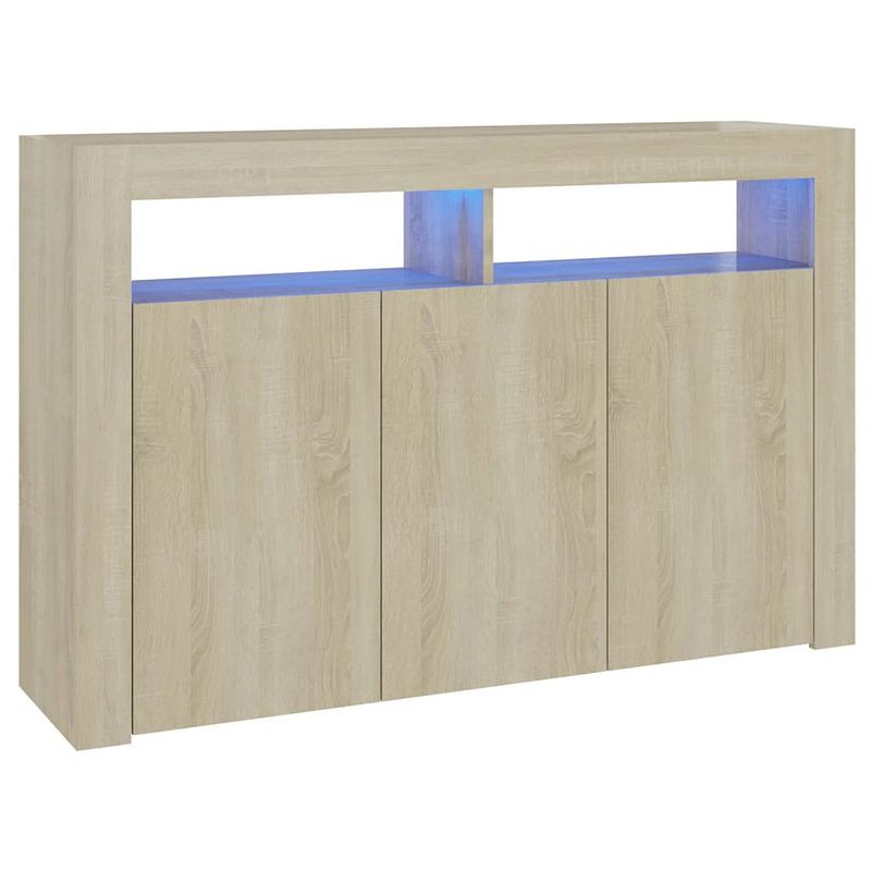 Foto van Vidaxl dressoir met led-verlichting 115,5x30x75 cm sonoma eikenkleur