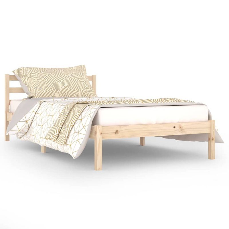 Foto van The living store houten bedframe - modern bedroom - meubelen - afmeting- 205.5 x 105.5 x 69.5 cm - hoogwaardig massief