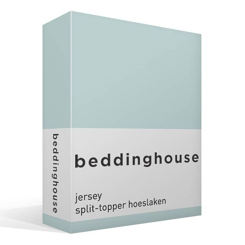 Foto van Beddinghouse jersey split-topper hoeslaken - 100% gebreide jersey katoen - lits-jumeaux (160x200/220 cm) - mint green