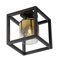 Foto van Freelight plafondlamp dentro b 26 cm goud glas zwart