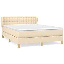 Foto van The living store boxspringbed crème - 203x147x78/88 cm - pocketvering matras - middelharde ondersteuning -