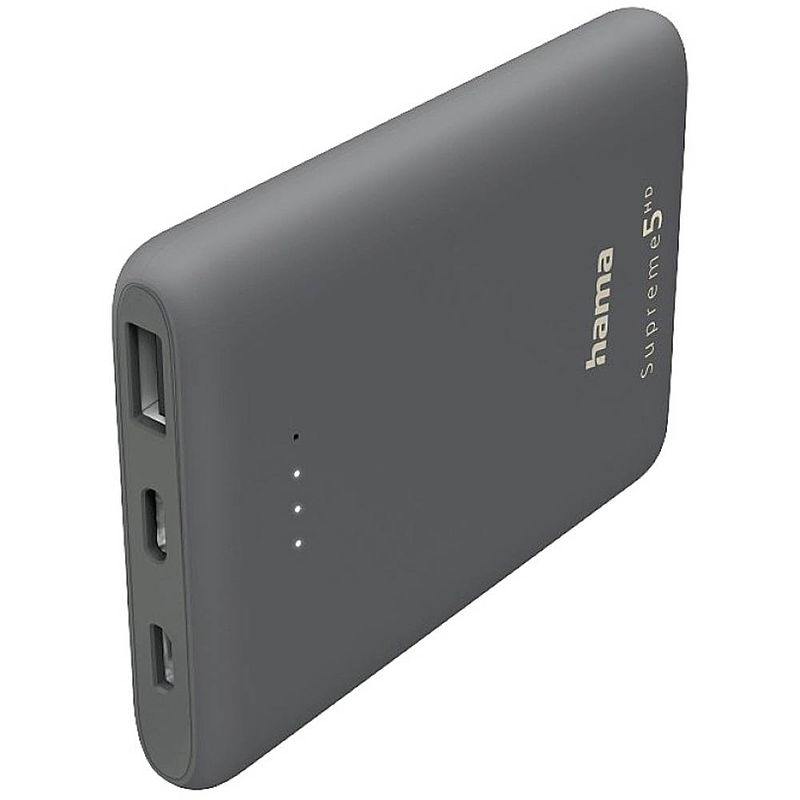 Foto van Hama supreme 5hd powerbank 5000 mah lipo usb-a, usb-c® donkergrijs