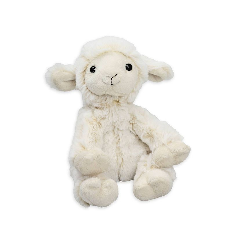 Foto van Inware pluche schaap/lammetje knuffel - zittend - wit - polyester - 19 cm - knuffel boederijdieren