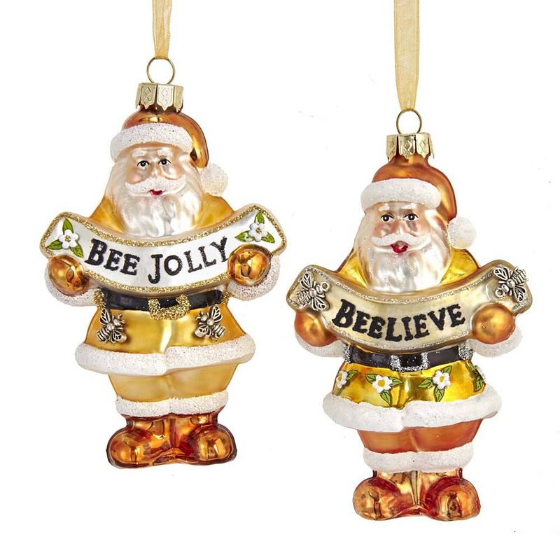 Foto van Gold/white santa with banner 4.5 inch