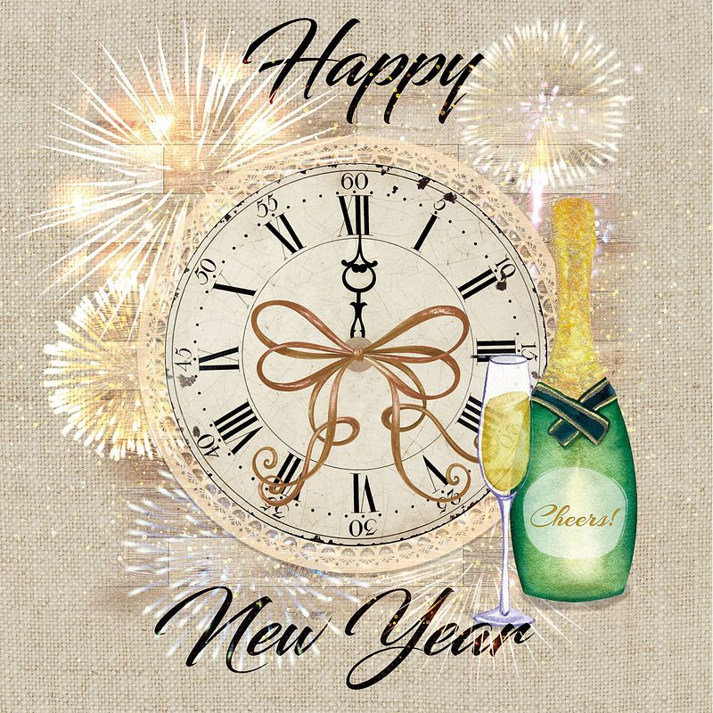 Foto van 40x happy new year/nieuwjaar servetten met klok 33 x 33 cm - feestservetten