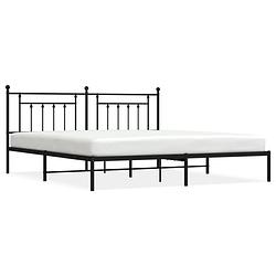 Foto van Vidaxl bedframe met hoofdbord metaal zwart 193x203 cm