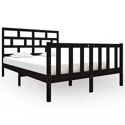 Foto van The living store bedframe - grenenhout - 195.5 x 140.5 x 69.5 cm - zwart