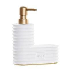 Foto van Casa di elturo zeep pompje/dispenser met beker & sponsje - wit/goud