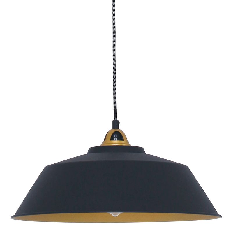 Foto van Industriële hanglamp - mexlite - metaal - industrieel - e27 - l: 42cm - voor binnen - woonkamer - eetkamer - zwart