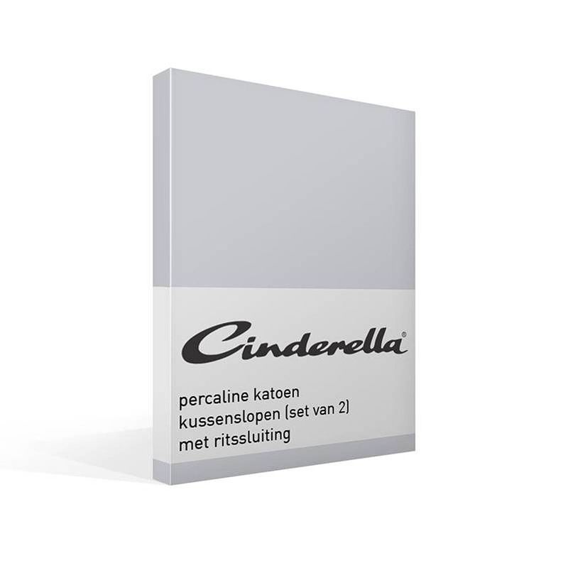 Foto van Cinderella basic percaline katoen kussenslopen (set van 2) - 100% percaline katoen - 40x80 cm - grey