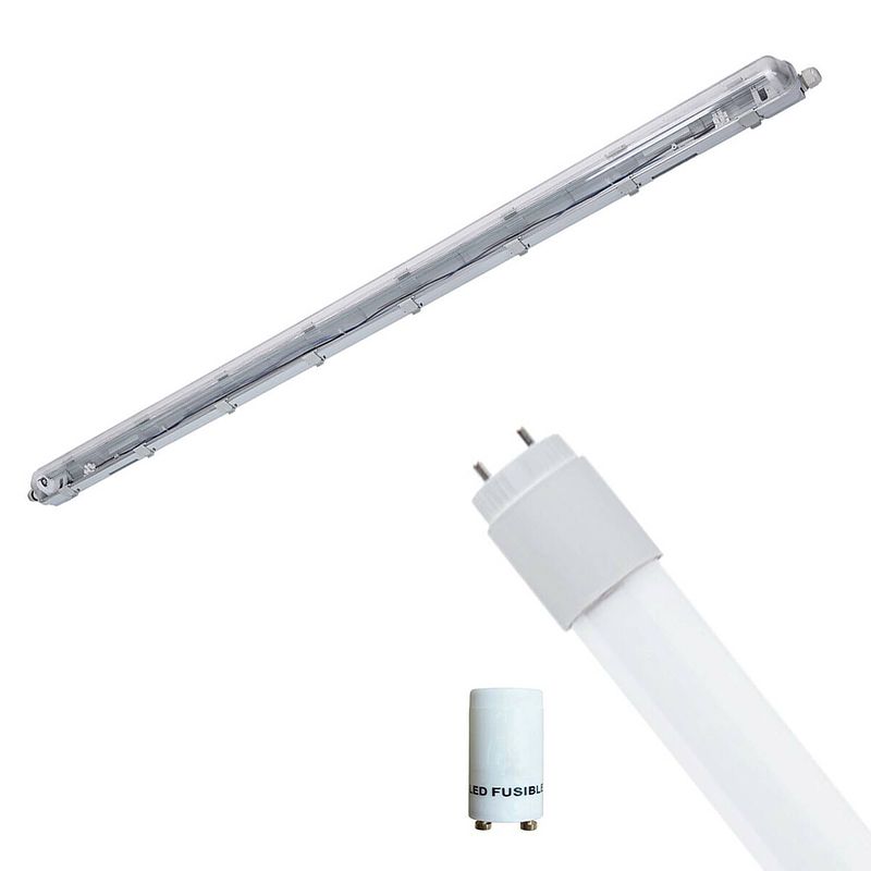 Foto van Led waterdichte tl armatuur met t8 buis - velvalux strela - 150cm - enkel - koppelbaar - waterdicht ip65 - 22w -