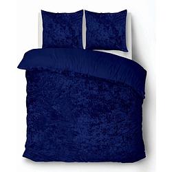 Foto van Isleep dekbedovertrek crushed velvet - blauw - lits-jumeaux 240x200/220 cm