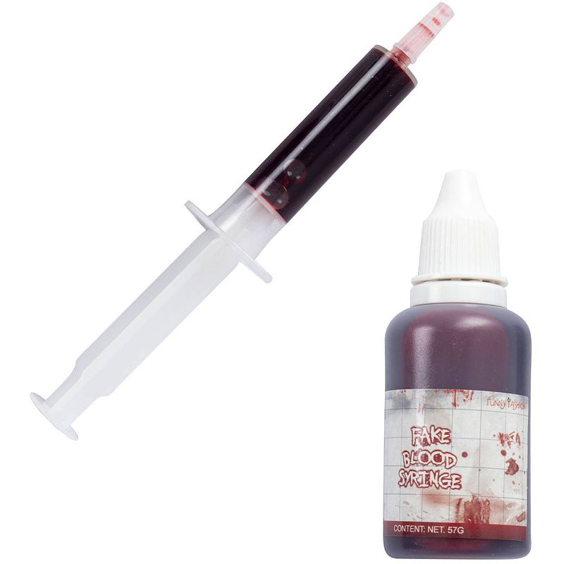 Foto van Funny fashion halloween nep bloed tube - met injectiespuit - 59 ml - wonden maken - schmink attributen