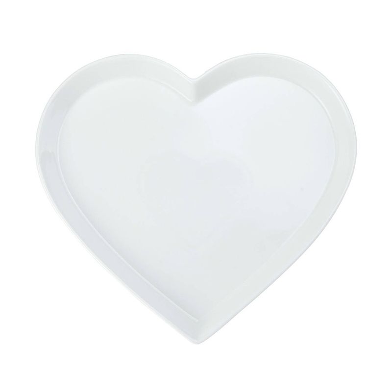 Foto van Serveerbord, serveerschaal, hart, 30 cm, porselein, wit - mikasa chalk