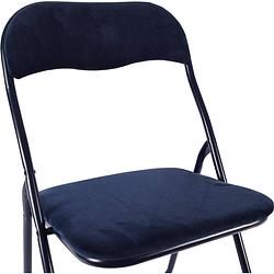 Foto van Klapstoel- vouwstoel velvet zitvlak en rug bekleed - stoel - tafelstoel - klapstoel - donkerblauw - stoel - tafelstoel -