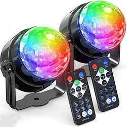 Foto van Strex discolamp met afstandsbediening 2 stuks - voor kinderen en volwassenen - feestverlichting - disco bal -