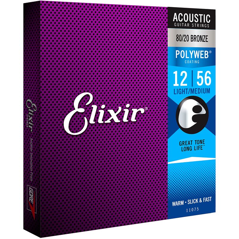 Foto van Elixir 11075 acoustic 80/20 bronze polyweb medium light 12-56