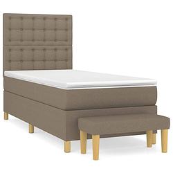 Foto van The living store boxspringbed - pocketvering - 90 x 200 cm - taupe - inclusief matras en topmatras