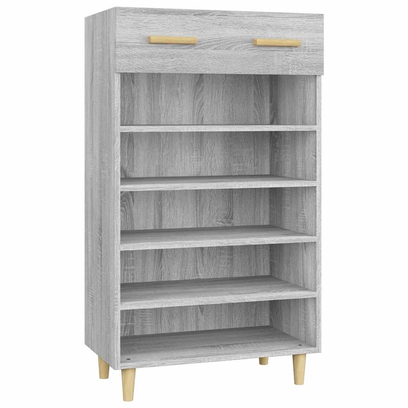 Foto van The living store schoenenkast - scandinavische minimalistische stijl - 60 x 35 x 105 cm - grijs sonoma eiken