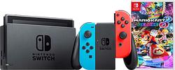 Foto van Nintendo switch rood/blauw + mario kart 8 deluxe
