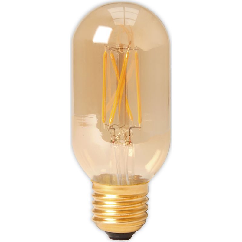 Foto van Calex led full glass filament tubular-type lamp 240v 4w 320lm e27 t45x110, gold 2100k dimmable, energy label a+