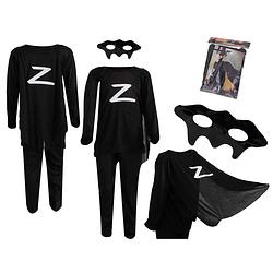 Foto van Zorro kostuum voor kinderen maat m 110 - 120cm - verkleedkleding - carnavalskleding